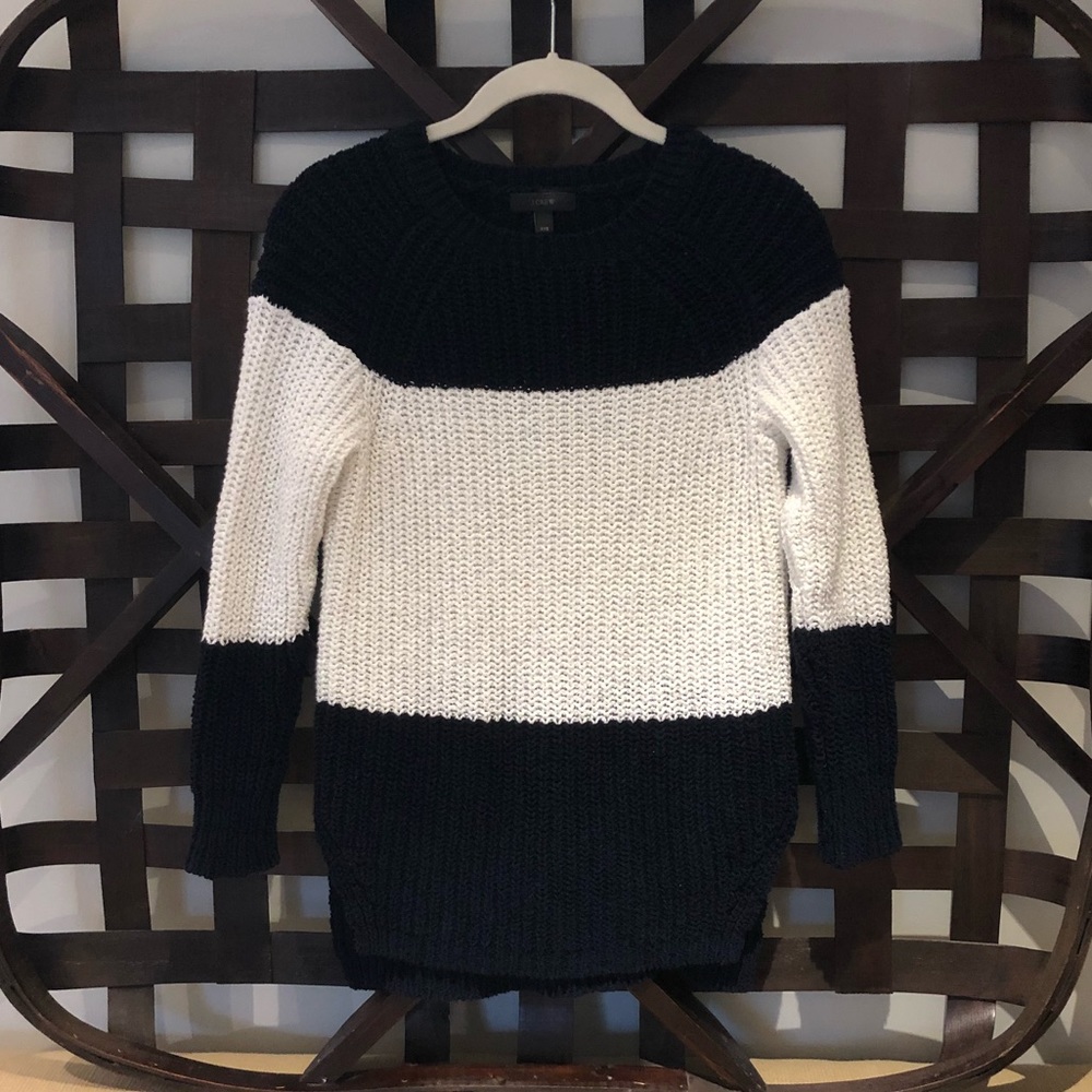 J. Crew Navy & White Chunky Knit Sweater Sz XXS